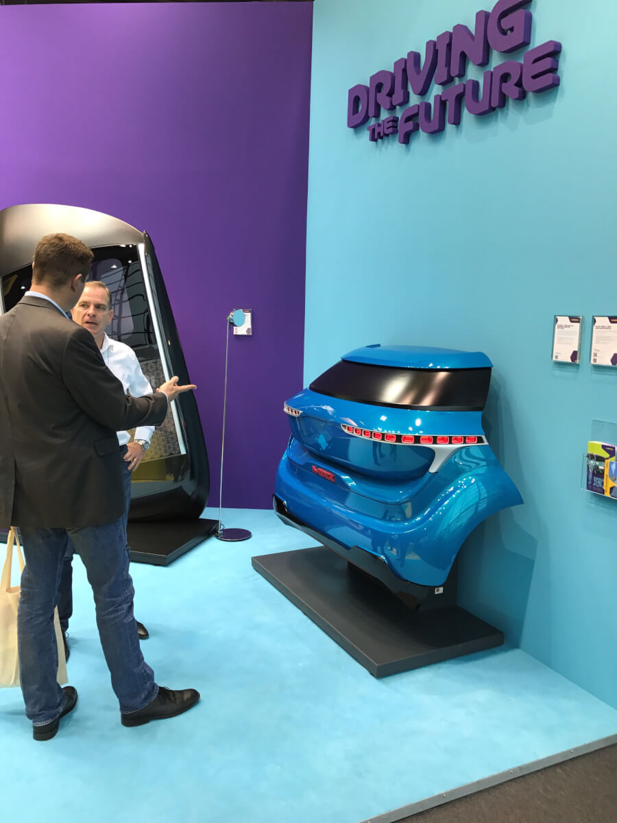 OLED rear light demonstrator at Merck booth at IAA