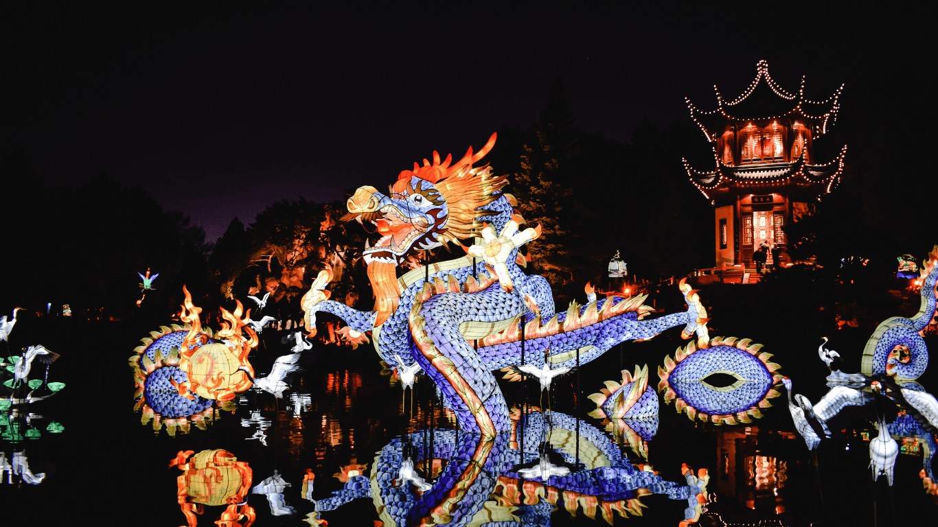 Dragon light festival at night.